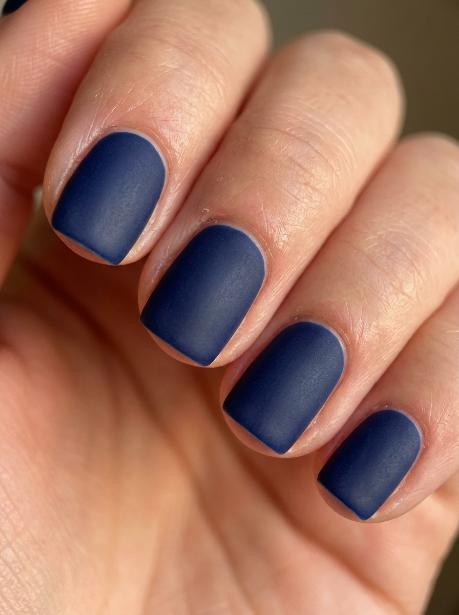Matte Navy Nails als Dunkelblaue Nägel Ideen Inspiration 2026